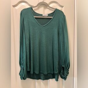 NWOT First Love hi lo forest green top in size medium